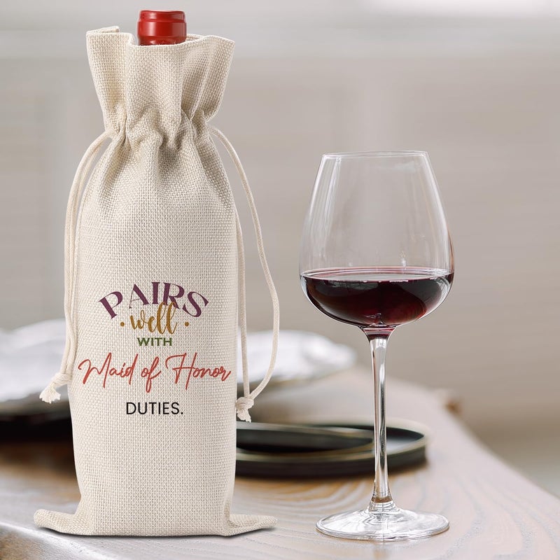 FBCCZEY Maid of Honor Bridesmaid Proposal Gifts Maid of Honor Bridesmaid Wine Bag Wedding Engagement Gift for Bridesmaid Pairs Well with Maid of Honor Duties Wine Bags - Image 5