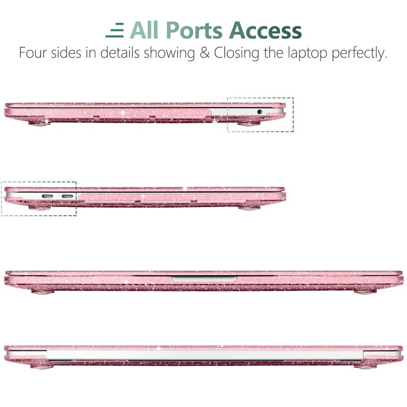 DONGKE for MacBook Pro 13 inch Case 2023 2022 2021 2020 Release Model A2338 M2/M1 A2289 A2251 with Touch Bar & Touch ID, Glitter Bling Plastic Hard Shell Case & Keyboard Cover, Star Pink - Image 3