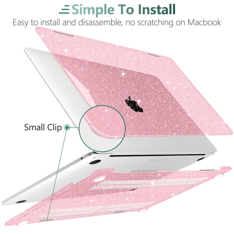 DONGKE for MacBook Pro 13 inch Case 2023 2022 2021 2020 Release Model A2338 M2/M1 A2289 A2251 with Touch Bar & Touch ID, Glitter Bling Plastic Hard Shell Case & Keyboard Cover, Star Pink - Image 4