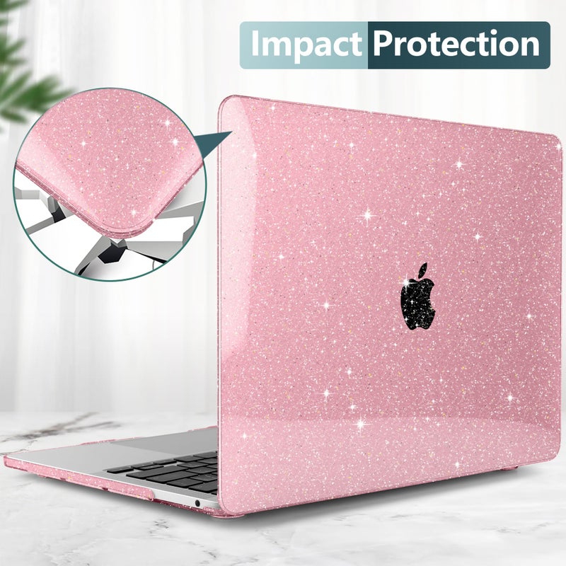 DONGKE for MacBook Pro 13 inch Case 2023 2022 2021 2020 Release Model A2338 M2/M1 A2289 A2251 with Touch Bar & Touch ID, Glitter Bling Plastic Hard Shell Case & Keyboard Cover, Star Pink - Image 5