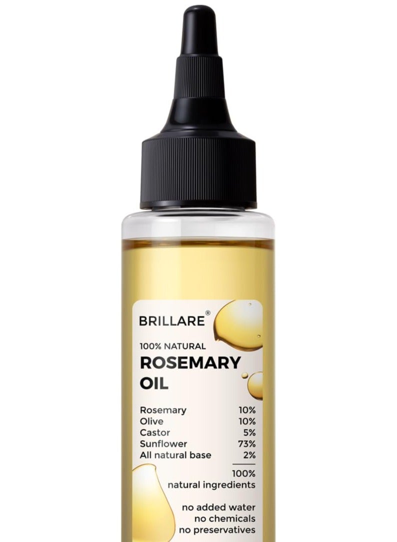 BRILLARE Rosemary Oil For Rapid Hair Growth | Improves Hair Thickness | Controls Hair Fall & Nourishes Scalp | 100% Natural, Non Greasy Hair Oil For Men & Women (100 ML) - Image 1