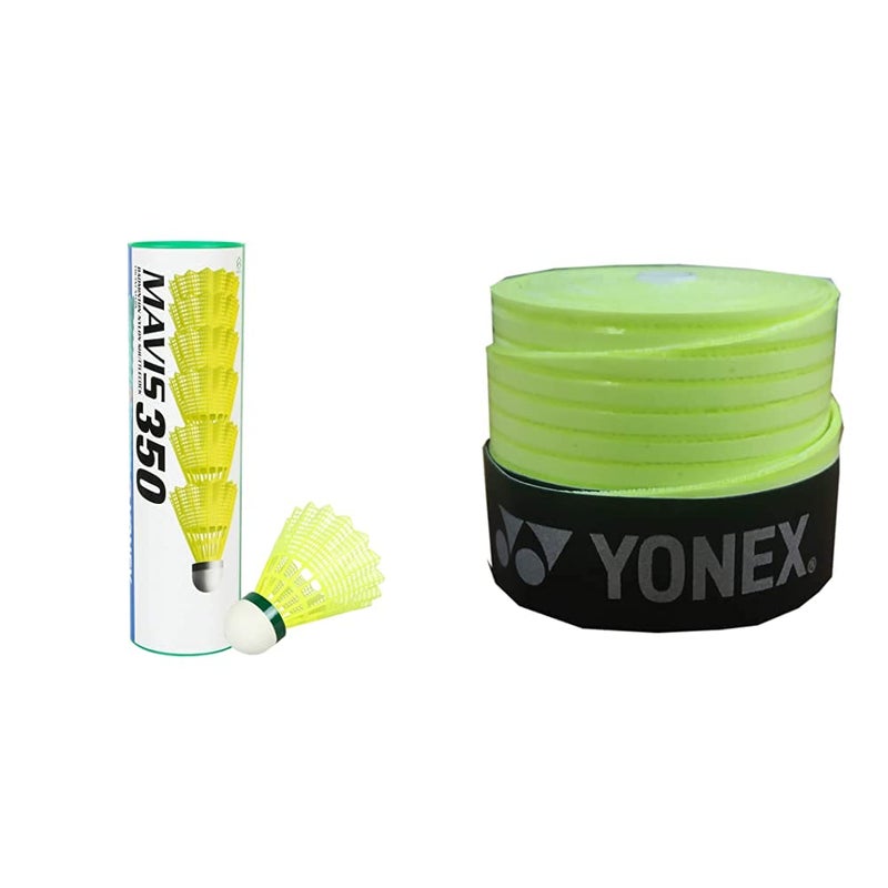 Yonex Mavis 350 Green Cap Nylon Shuttlecock – Pack of 6 Slow Speed Badminton Shuttlecocks - Image 1