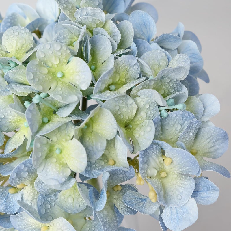 ZYTUYO 20" 4PCS Artificial Light Blue Hydrangea Flowers Large Faux Latex Real Touch Fake Hydrangeas Silk Bouquet with Leaves Stems for Family Table Office Wedding Party Arrangements - Image 5