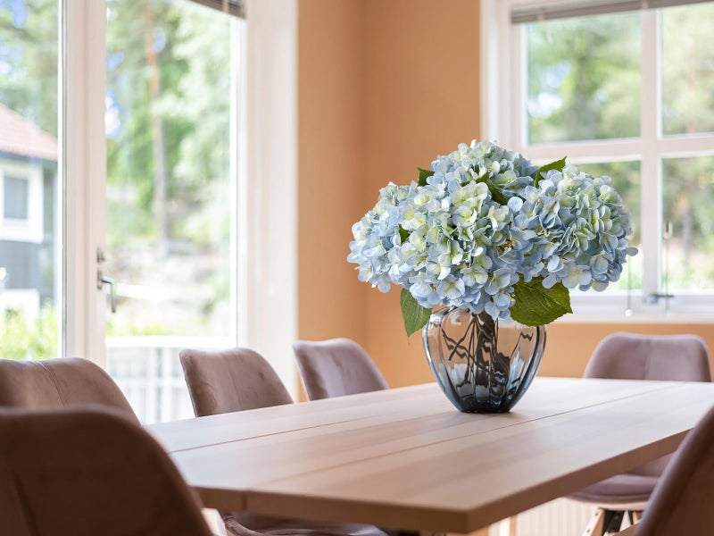 ZYTUYO 20" 4PCS Artificial Light Blue Hydrangea Flowers Large Faux Latex Real Touch Fake Hydrangeas Silk Bouquet with Leaves Stems for Family Table Office Wedding Party Arrangements - Image 4