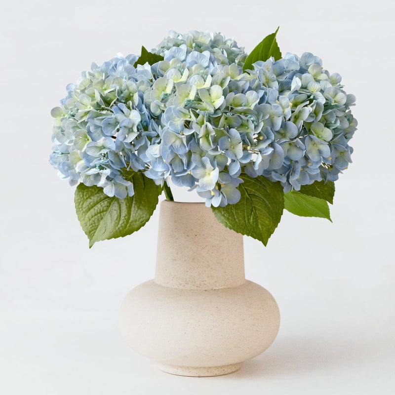ZYTUYO 20" 4PCS Artificial Light Blue Hydrangea Flowers Large Faux Latex Real Touch Fake Hydrangeas Silk Bouquet with Leaves Stems for Family Table Office Wedding Party Arrangements - Image 1