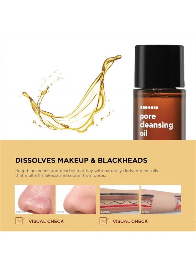Hanskin زيت تنظيف المسام BHA، حجم تجريبي، مجموعة مزيل مكياج صغيرة للسفر، منظف لطيف للرؤوس السوداء للبشرة المختلطة والدهنية [30 مل/عبوة من 3] - Image 5