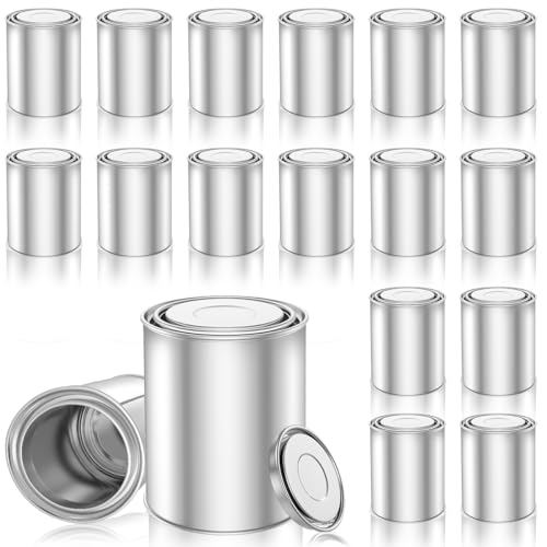 Quaocens 16 PCS Empty Paint Cans with Lids (1 Pint Size),Empty Metal Paint Cans with Lids,2 Cup Capacity,Pint Paints Cans with Lid Storage Containers Can Be Used for DIY and Paints Storage - Image 1