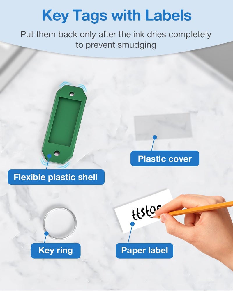 ttstar Hexagon Key Tags with Labels â€“ 10 Pack Color-Coded Keychain Tags with Ring, Writable Label Window for Key Organization, ID and Name Tags for Home or Office - Image 5
