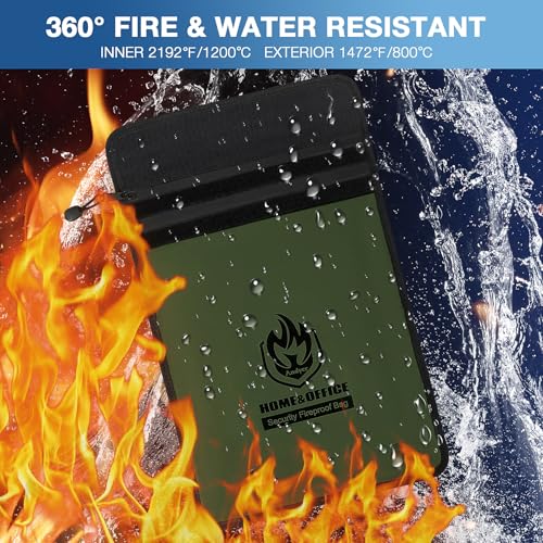 andyer Upgraded Two Pockets Fireproof Document Bag (2000℉), andyer 15”x 11”Waterproof Fireproof Money Bag for Cash with Zipper, Important Document Storage Organizer for Valuables, Legal Documents Safe - Image 2