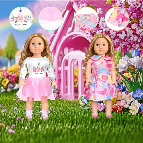 ARTST American 18 inch Doll Clothes Accessories-10 Set Doll Outfits for Girl Doll Clothes, Christmas Toys for Kids Dressing up - Image 2