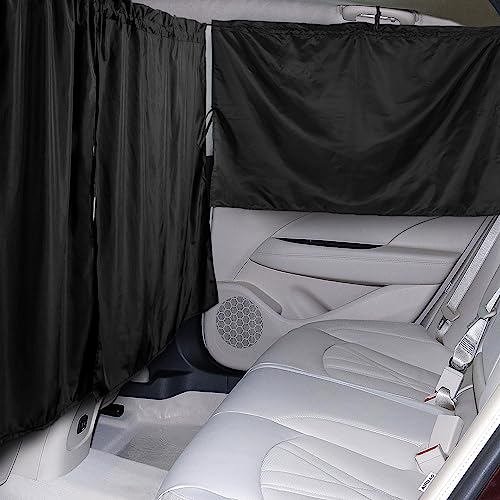 PAMASE Set of 3 Car Privacy Curtains - 95% Light Blocking Fabric Rear Seat & Side Windows Divider Curtain Baby Shades, Wide Sedan SUV Sunshade Screen Covers for Travel Camping Nap Sleeping - Image 1