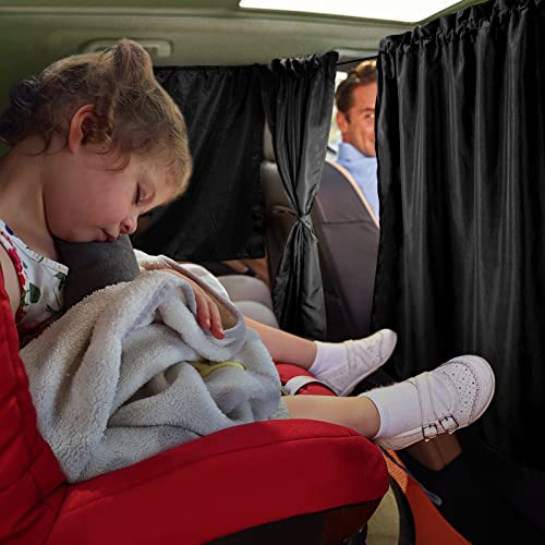 PAMASE Set of 3 Car Privacy Curtains - 95% Light Blocking Fabric Rear Seat & Side Windows Divider Curtain Baby Shades, Wide Sedan SUV Sunshade Screen Covers for Travel Camping Nap Sleeping - Image 3
