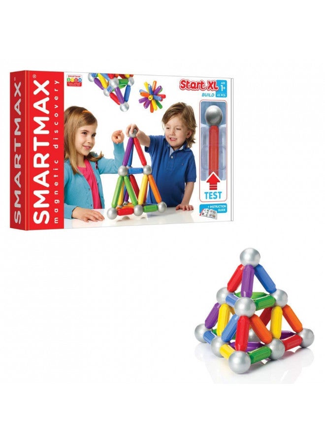 SmartMax مجموعة البناء المغناطيسية سمارت ماكس ستارت XL (42 قطعة) STEM مع قطع بناء آمنة وقوية وكبيرة للأطفال من عمر 3 سنوات فما فوق - Image 1