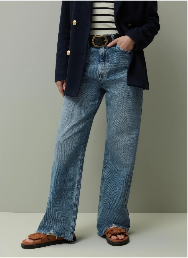 Ovs Ovs Piombo Straight-Fit Jeans With Ripped Hems