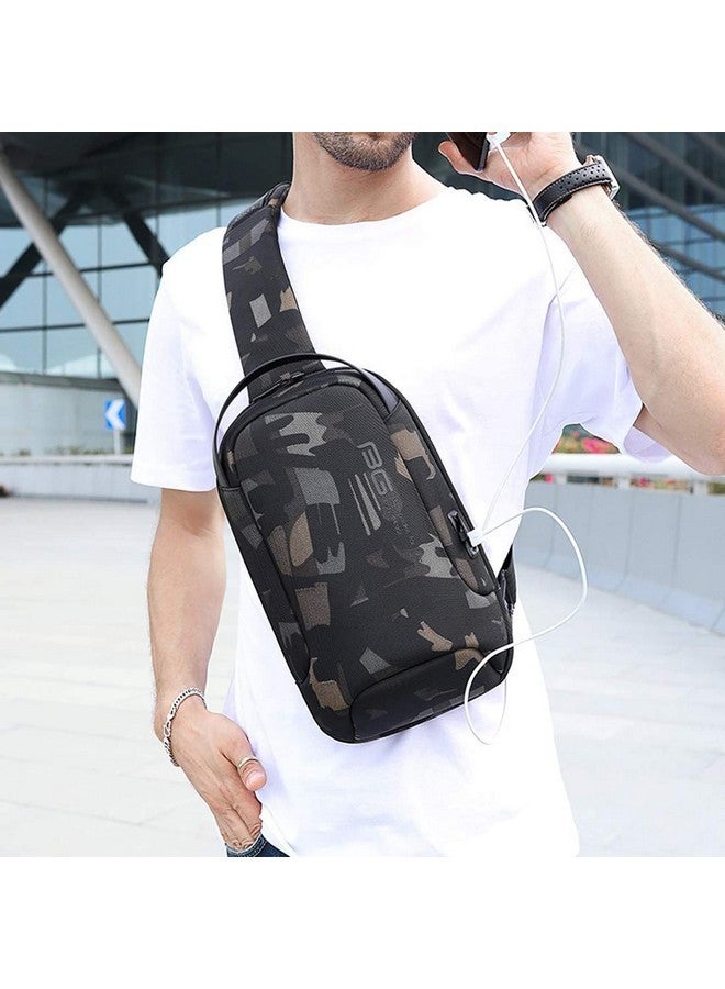 Red Lemon BANGE Unisex Travel Crossbody Sling Bag Chest Pack with USB charging (Camo) - Image 4