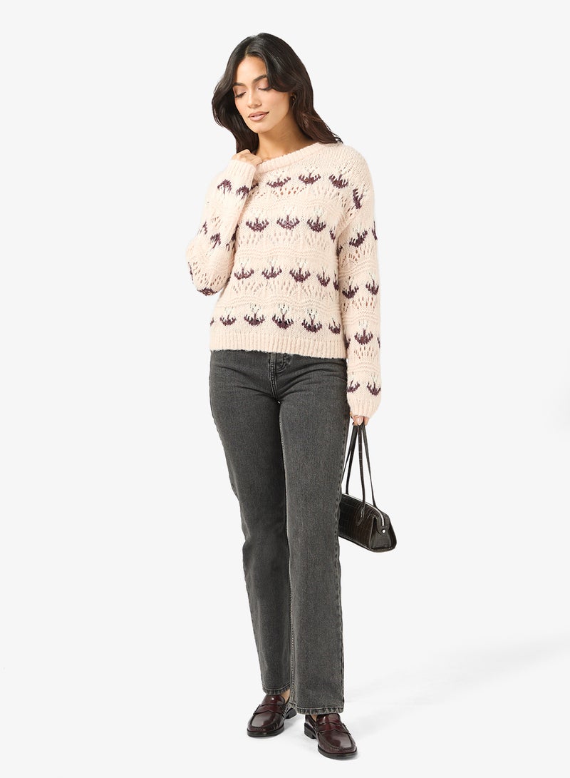 VERO MODA Vmidelle Long Sleeve Crew-Neck Pullover Sweater - Image 4