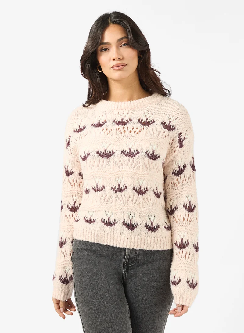 Vmidelle Long Sleeve Crew-Neck Pullover Sweater