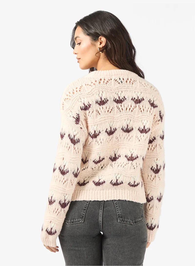 VERO MODA Vmidelle Long Sleeve Crew-Neck Pullover Sweater