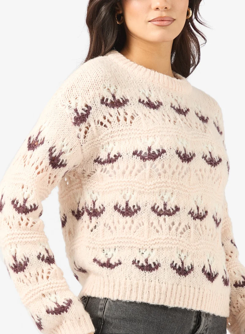 VERO MODA Vmidelle Long Sleeve Crew-Neck Pullover Sweater