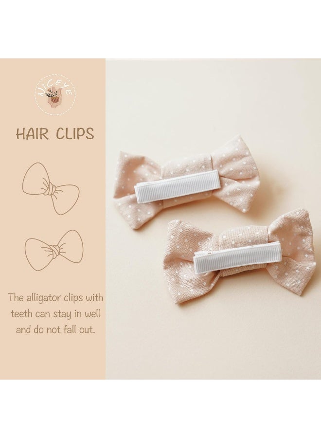 Niceye 12 Pairs Baby Hair Clips with Bow, Fully Lined Hair Bow Clips for Fine Hair Cotton Tiny Hair Barrettes for Infants, Toddlers, and Little Girls - Image 2