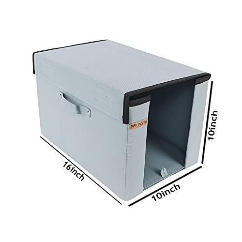 SHREY CREATION Foldable Stackable Shirt Stacker Organizer for Wardrobe | Non-Woven Cloth Storage Box with Lid & Handle for Shirts, T-Shirts & Clothes | Grey | Pack of 4 | 40x25x25 cm - Image 5