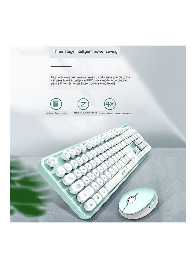 NIBEMINENT Mofii Sweet Combo Pure Color 2.4G Wireless Keyboard Mouse Set Circular Suspension Key Cap For PC Laptop Green - Image 2
