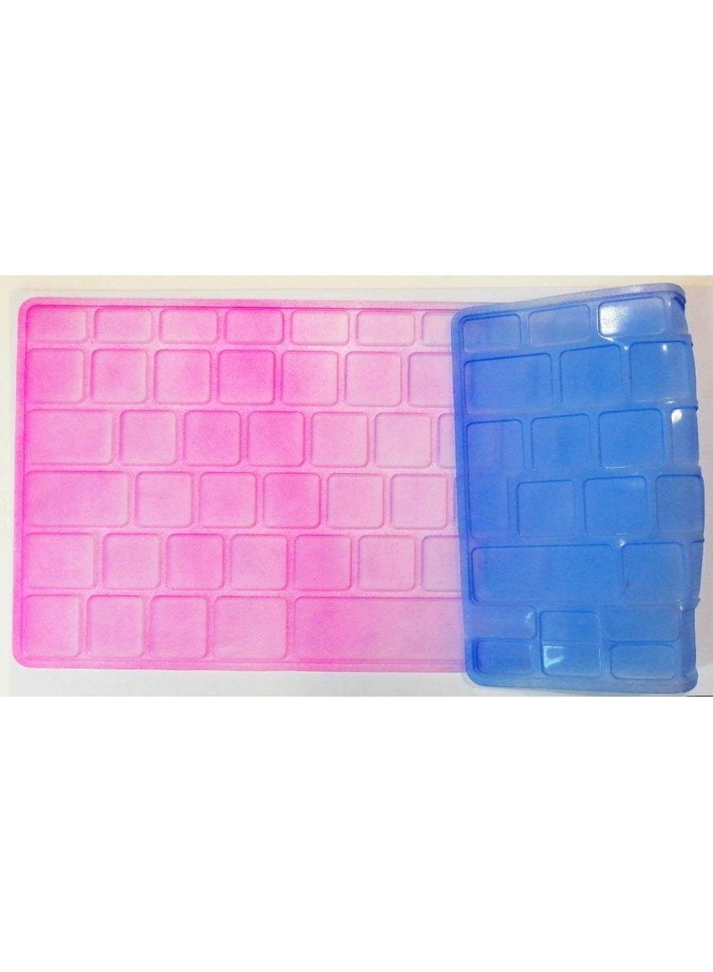 أمم UK Layout Skin Keyboard Cover Compatible with Apple MacBook Air, Pro, Retina, 13" 15" 17" MacBook Air 13" Model: A1466/A1369, Pink/Blue - Image 4