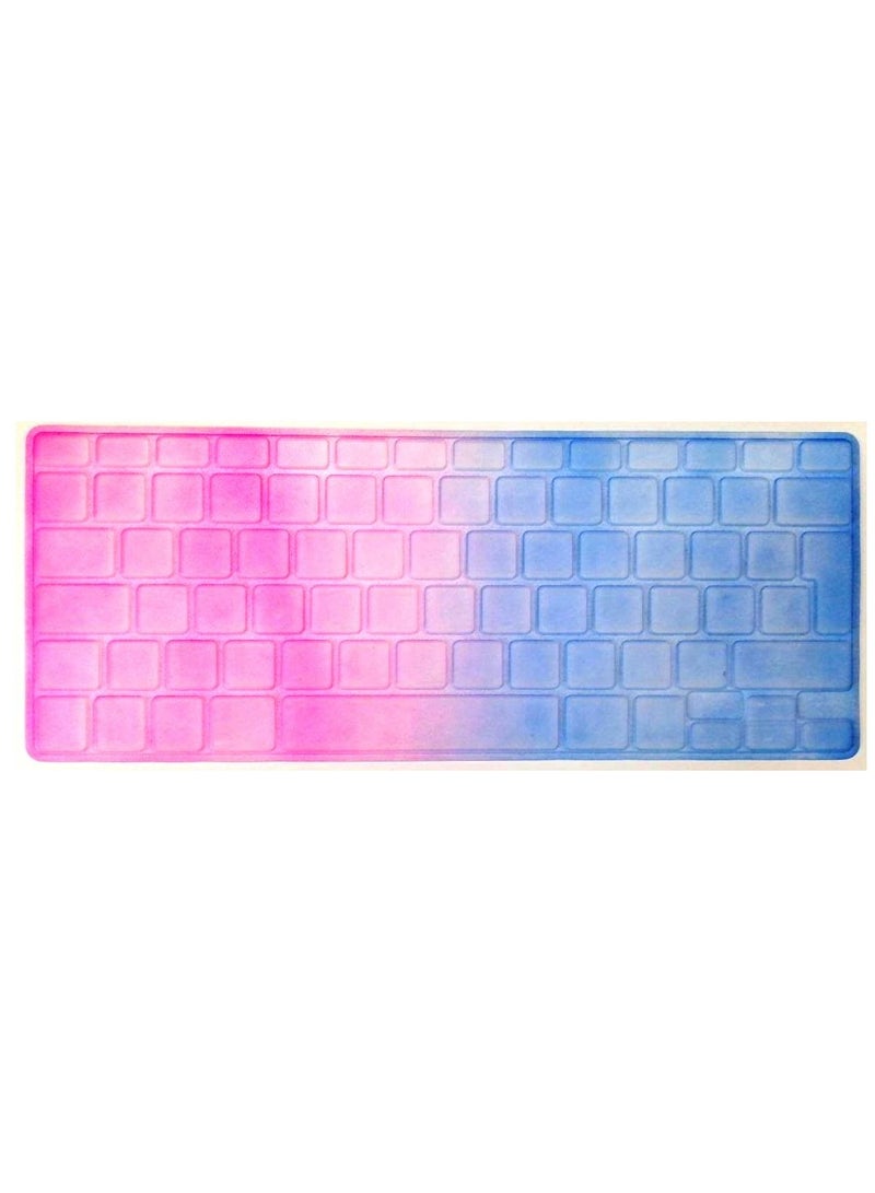 أمم UK Layout Skin Keyboard Cover Compatible with Apple MacBook Air, Pro, Retina, 13" 15" 17" MacBook Air 13" Model: A1466/A1369, Pink/Blue - Image 1