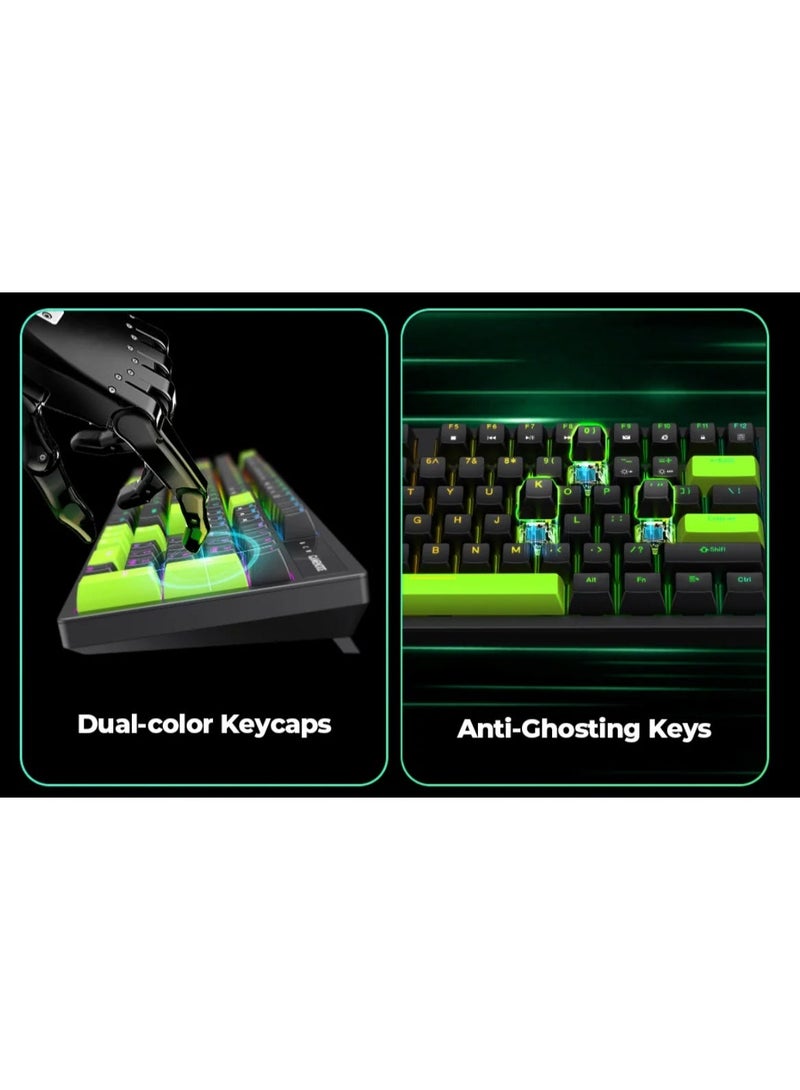 هافيت لوحة مفاتيح ألعاب ميكانيكية HAVIT KB893L سلكية RGB، 104 مفاتيح، مقاومة كاملة للأشباح، كابل USB Type-C قابل للفصل، مفاتيح ميكانيكية بعمر افتراضي يصل إلى 50 مليون ضغطة مفتاح، أسود - Image 4