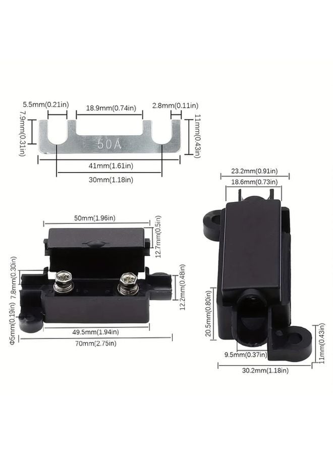 2pcs ANS H2 50A Auto Fuse Flat Plate Fork Type Bolt Battery Fuse Box Holder ABS - Image 3