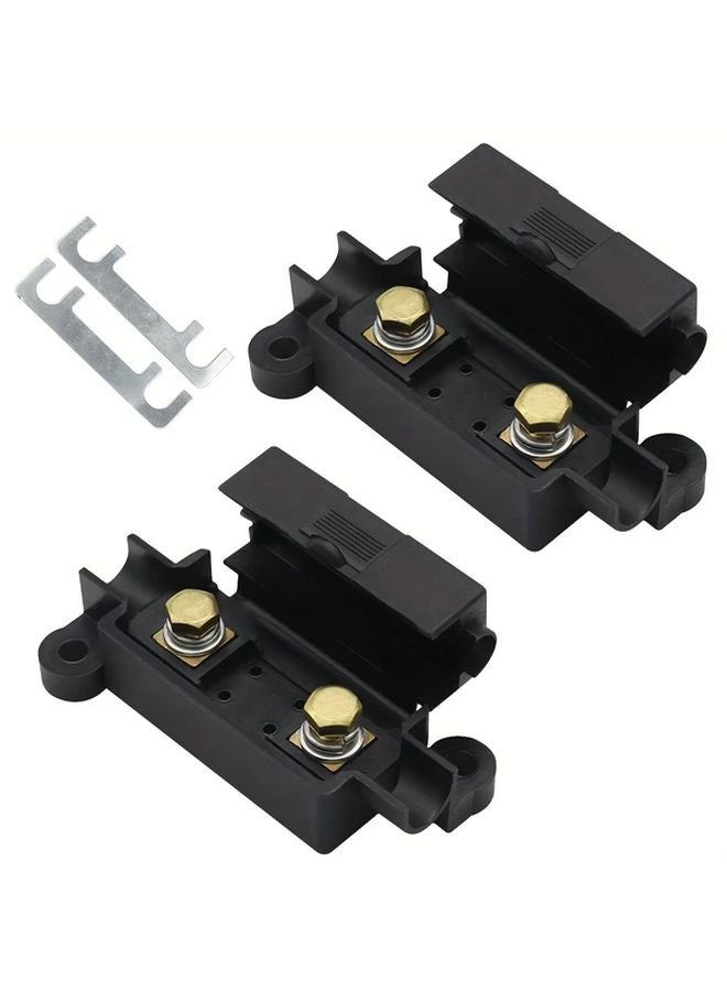 2pcs ANS H2 50A Auto Fuse Flat Plate Fork Type Bolt Battery Fuse Box Holder ABS - Image 1