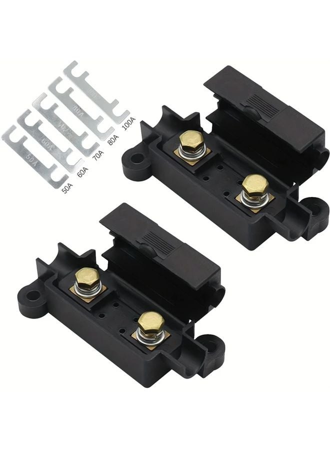 2pcs ANS H2 50A Auto Fuse Flat Plate Fork Type Bolt Battery Fuse Box Holder ABS - Image 2