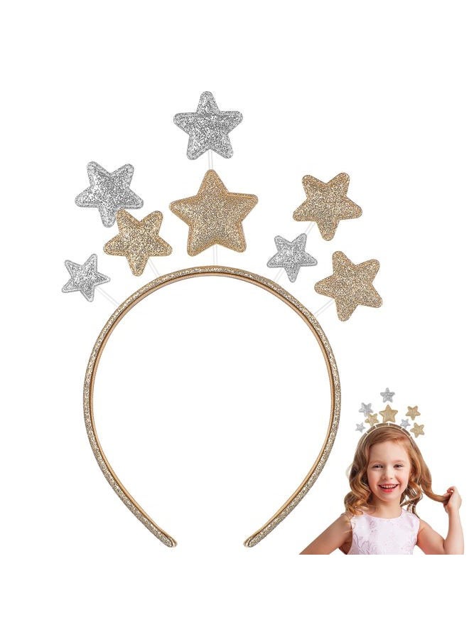Minkissy Glitter Star Headband Star Headpiece Halloween Headband Funny Hairband Christmas Party Headwear Holiday Festival Hair Accessories for Girls Kids Women - Image 1