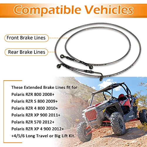 USSKYBOY 1068 Extended Front Rear Brake Lines for Polaris RZR 800 S 8004 800 XP 900570 XP 4 900 - Image 3