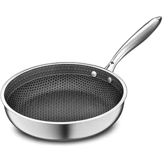 Unity Stainless Steel Stir Fry Pan Set  Nonstick Skillet With Glass Lid For Induction  Gas  ChefS Kitchen Cookware Honeycomb Pot - Image 1