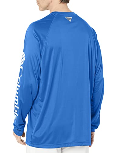 Columbia Mens PFG Terminal Tackle Long Sleeve Fishing Shirt Vivid BlueCool Grey Logo Medium - Image 3