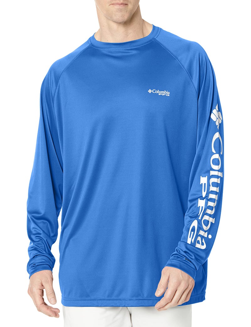 Columbia Mens PFG Terminal Tackle Long Sleeve Fishing Shirt Vivid BlueCool Grey Logo Medium - Image 2