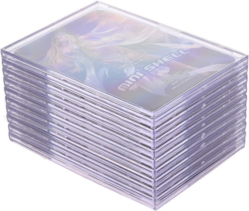 Qesonoo Cards Sleeves Top Loaders 10 Hard Acrylic Card Protector Clear Card Brick + 1 Display Stand Fit for Trading Cards,Standard Sports Cards,Baseball Card Holder Cases Collectibles White - Image 1
