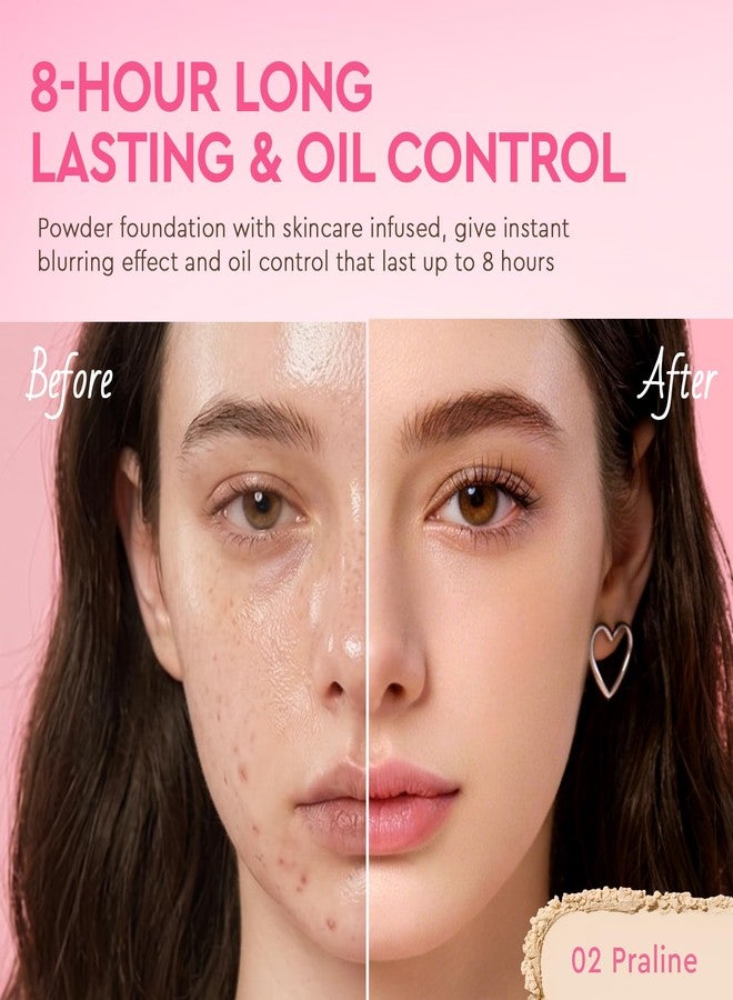 Glad2Glow Full Coverage Powder Foundation, Matte Cushion Foundation with Squalane & Vitamin E, Oil Control Long Lasting Buildable Flawless Face Makeup for All Skin Types (01 Buttercream) - Image 2