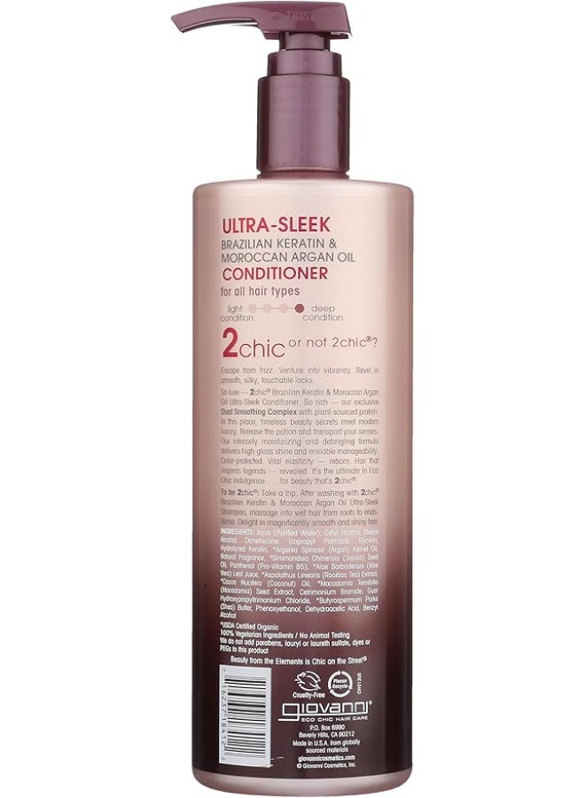 جيوفاني بلسم GIOVANNI 2chic Ultra-Sleek (فائق النعومة)، 24 أونصة - بتركيبة الكيراتين النباتي البرازيلي وزيت الأرغان المغربي، مضاد للتطاير، يحتوي على جوز الهند وزبدة الشيا وبروفيتامين B5، آمن على الشعر المصبوغ، وخالٍ من البارابين. - Image 4