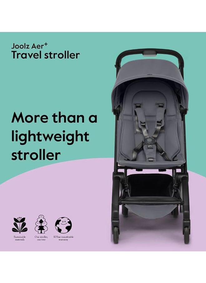 JOOLZ - AER+ Lightweight And Compact Travel Stroller, Up to 50 lb, XXL Sun Hood - Stone Grey - Image 1
