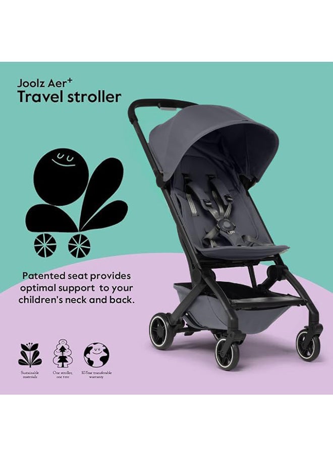 JOOLZ - AER+ Lightweight And Compact Travel Stroller, Up to 50 lb, XXL Sun Hood - Stone Grey - Image 1
