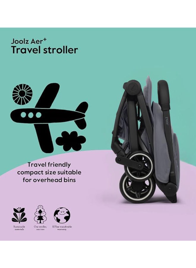 JOOLZ - AER+ Lightweight And Compact Travel Stroller, Up to 50 lb, XXL Sun Hood - Stone Grey - Image 1