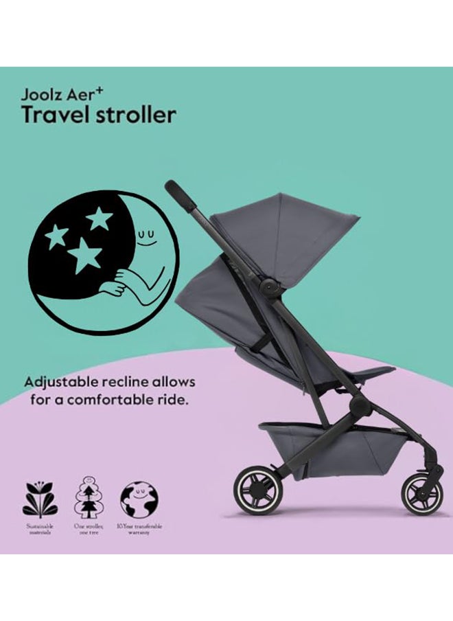 JOOLZ - AER+ Lightweight And Compact Travel Stroller, Up to 50 lb, XXL Sun Hood - Stone Grey - Image 1