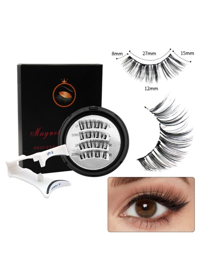 VIUAUAX مجموعة رموش مغناطيسية، رموش اصطناعية مغناطيسية قابلة لإعادة الاستخدام، رموش اصطناعية طبيعية مزدوجة مغناطيسية، لا تحتاج إلى غراء. - Image 1