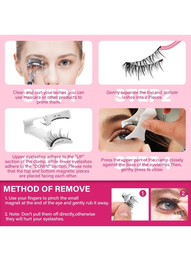 VIUAUAX مجموعة رموش مغناطيسية، رموش اصطناعية مغناطيسية قابلة لإعادة الاستخدام، رموش اصطناعية طبيعية مزدوجة مغناطيسية، لا تحتاج إلى غراء. - Image 5