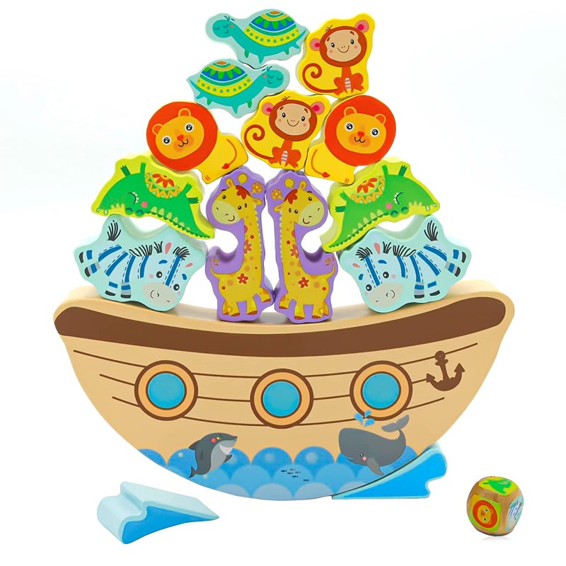 AluAbi Board Games for Kids Adults Noahs Ark Wooden Balance Stacking Toys Team Building Blocks STEM Toy Fine Motor Stacking Balance Game Baptism Easter Birthday Gift for Boys Girls - Image 3