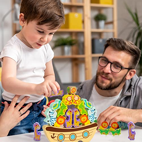 AluAbi Board Games for Kids Adults Noahs Ark Wooden Balance Stacking Toys Team Building Blocks STEM Toy Fine Motor Stacking Balance Game Baptism Easter Birthday Gift for Boys Girls - Image 5