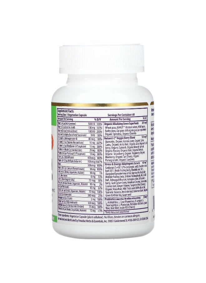 Paradise Herbs Paradise Herbs, Earth's Blend, One Daily Superfood Multi-Vitamin with Iron, 60 Vegetarian Capsules  - Image 2