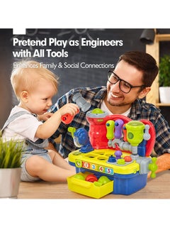  Toys for 1 Year Old Boy Birthday Gifts for Baby Boy Toy,  Musical Learning Workbench Toy for Boys Kids Construction Work Bench  Building Tools Sound Lights Engineering Pretend Play One Year